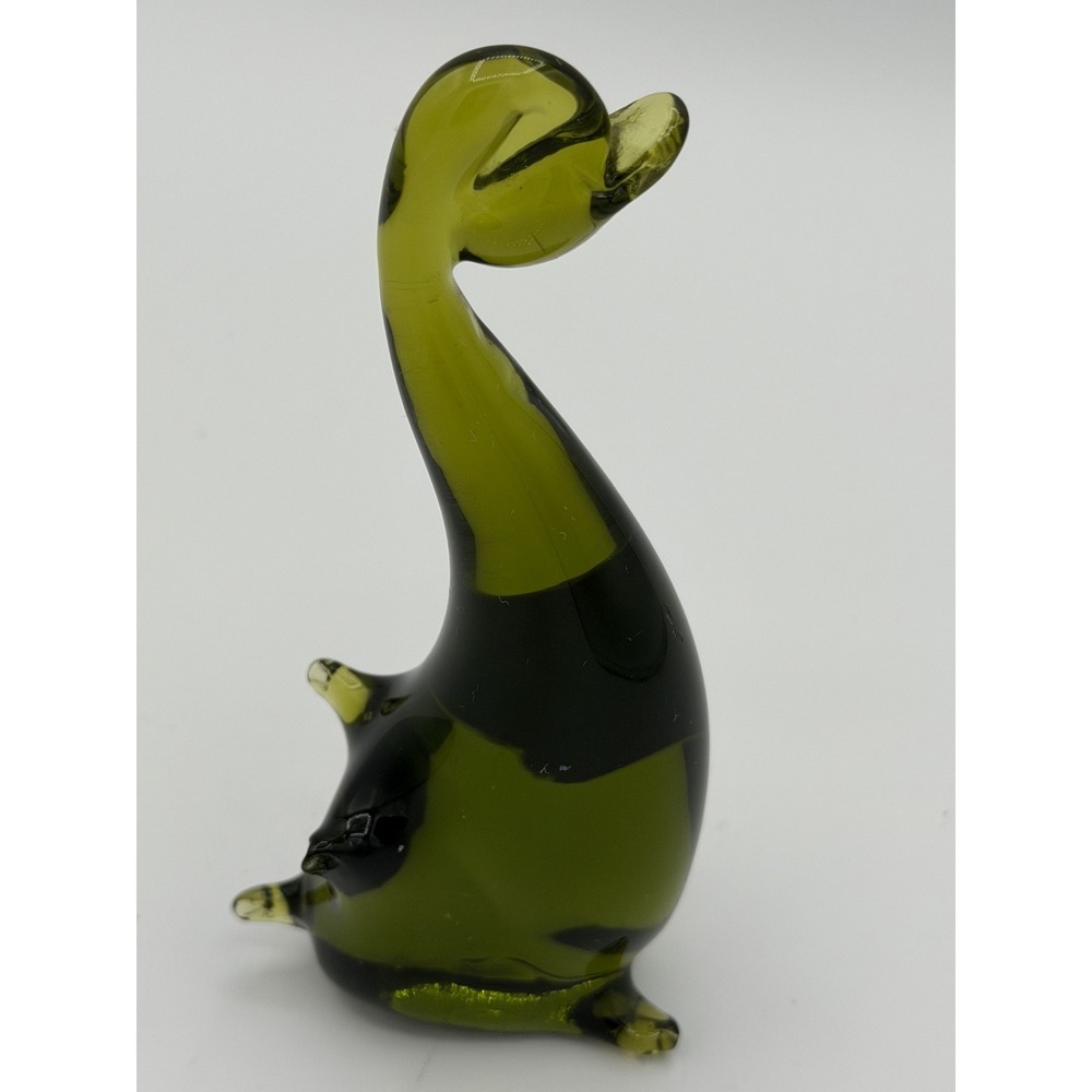 Vintage Pilgrim Glass Handblow Green Glass Duck Figurine Adorable Collectible - Picture 5 of 8